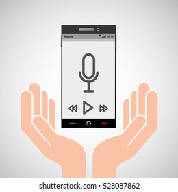 hand mobile phone record music vector illustration eps 10
