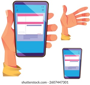 Hand and mobile phone vector design