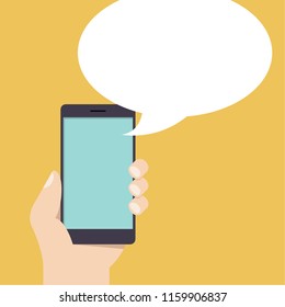 Hand and mobile vector. free space for text. wallpaper. background.
