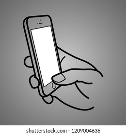 Hand and mobile. Vector Stock