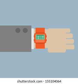 Hand with modern watch