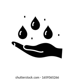 Hand moisturization black icon, concept illustration, vector flat symbol, glyph sign.