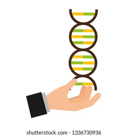 hand with molecule dna science
