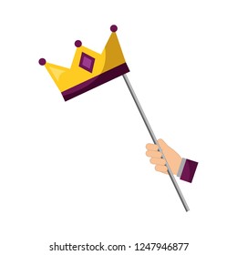 hand with monarchical crown in stick