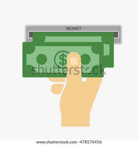 Hand Money Atm Cash Purchase Flat Stock Vector Royalty Free - 