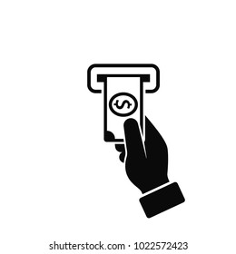 Hand Money ATM Icon. Human Hand Issuing or Receiving Money from ATM. Vector.