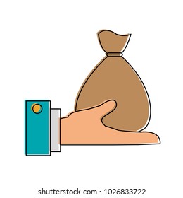 Hand with money bag