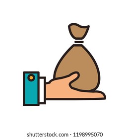 Hand with money bag