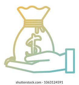 hand with money bag isolated icon