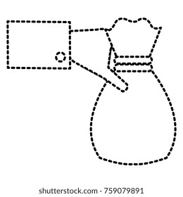 hand with money bag isolated icon