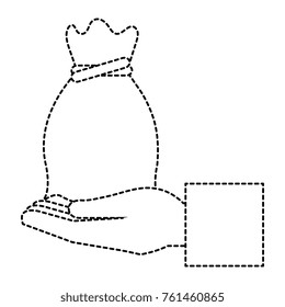 hand with money bag isolated icon