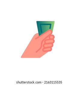 Hand with money bill flat icon, vector sign, Hand holding money colorful pictogram isolated on white. Symbol, logo illustration. Flat style design