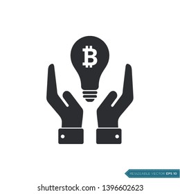 Hand Money Bitcoin Bulb Icon Vector Template Flat Design