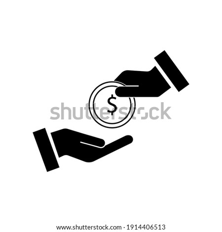 Hand with money dollar, Symbol of gift Icon flat style modern design Isolated on Blank Background. Vector illustration of love.