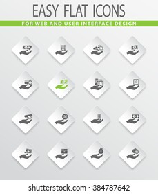 Hand and money easy flat web icons for user interface design