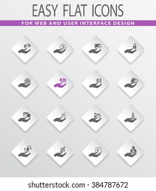 Hand and money easy flat web icons for user interface design