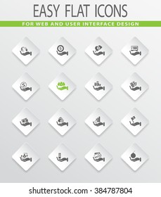 Hand and money easy flat web icons for user interface design