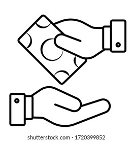 Hand money exchange icon vector