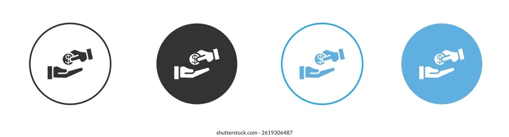 Vector de icono de cambio de dinero de mano Conjunto gráfico