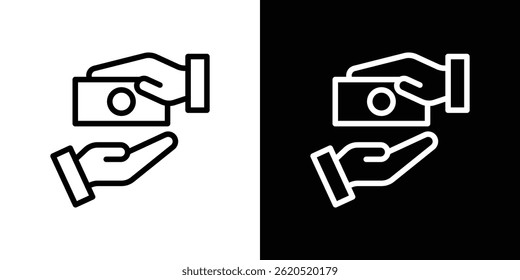 Vector del icono del intercambio de dinero de la mano, Plantilla del logotipo de la ilustración en estilo de moda