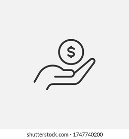 Hand with money flat icon vector illustration