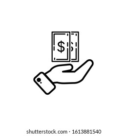 hand and money icon black vector illustration