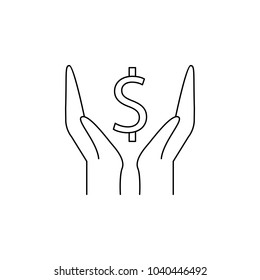 hand money icon. Element of banking icon for mobile concept and web apps. Thin line  icon for website design and development, app development. Premium icon on white background