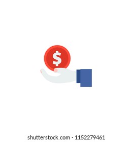 Hand money icon flat element. Vector illustration of hand money icon flat isolated on clean background for your web mobile app logo design.