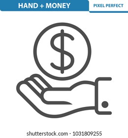 Hand + Money Icon. Professional, pixel perfect icons optimized for both large and small resolutions. EPS 8 format. 12x size for preview.