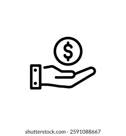 Hand + Money Icon. Professional, pixel perfect icons optimized for both large and small resolutions. EPS 8 format. 12x size for preview.