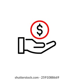 Hand + Money Icon. Professional, pixel perfect icons optimized for both large and small resolutions. EPS 8 format. 12x size for preview.