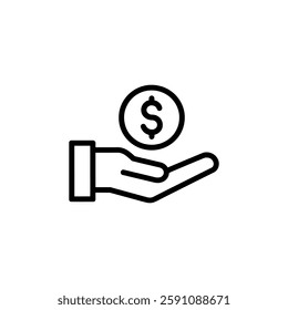 Hand + Money Icon. Professional, pixel perfect icons optimized for both large and small resolutions. EPS 8 format. 12x size for preview.