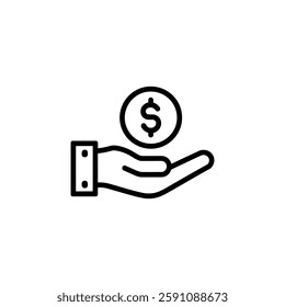 Hand + Money Icon. Professional, pixel perfect icons optimized for both large and small resolutions. EPS 8 format. 12x size for preview.