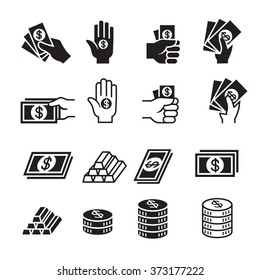 Hand And Money Icon Set