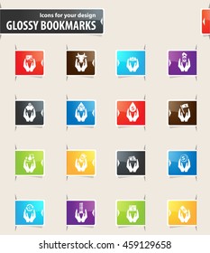 Hand and money icon set for web sites and user interface