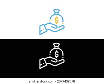 hand money icon. Money In Hand Icon. Simple Black Hand With Money Icon Symbol In Flat Style Isolated On