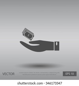Hand money icon vector