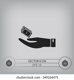 Hand money icon vector