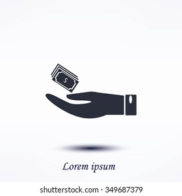 Hand money icon vector