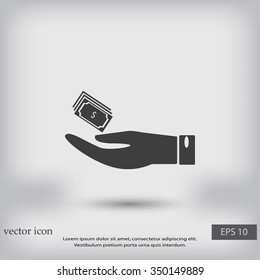 Hand money icon vector