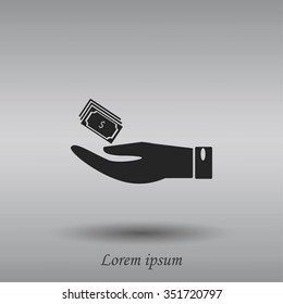 Hand money icon vector