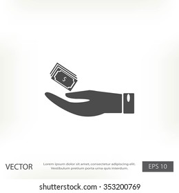 Hand money icon vector
