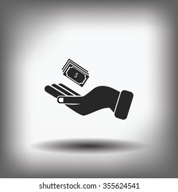 Hand money icon vector