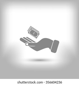 Hand money icon vector
