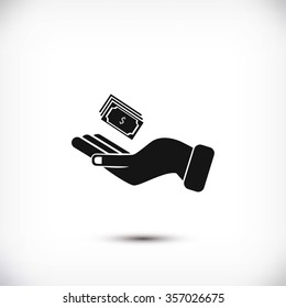 Hand money icon vector