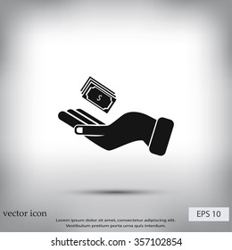 Hand money icon vector