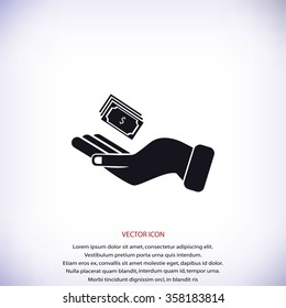Hand money icon vector