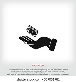 Hand money icon vector