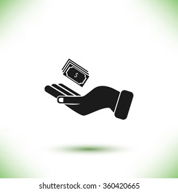 Hand money icon vector