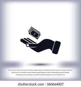 Hand money icon vector